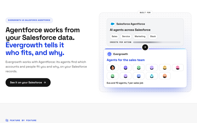 The header of the Evergrowth vs Salesforce Agentforce page