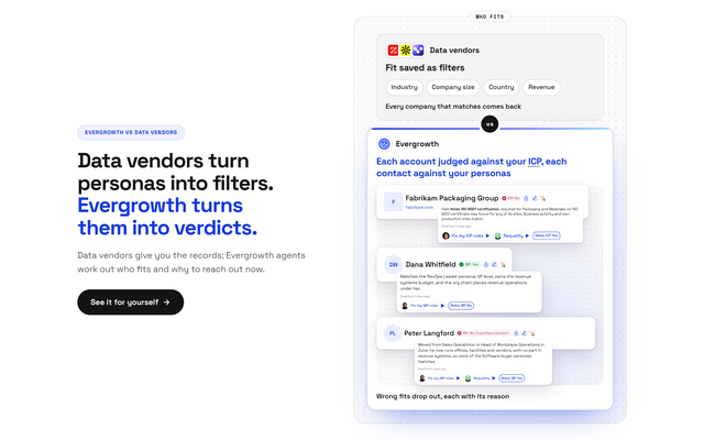 The header of the Evergrowth vs Data Vendors page