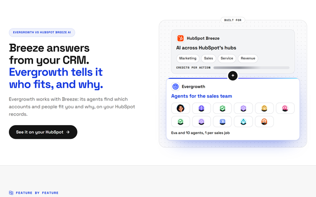 The header of the Evergrowth vs HubSpot Breeze page