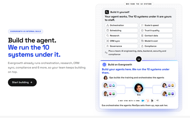 The header of the Evergrowth vs Internal Build page