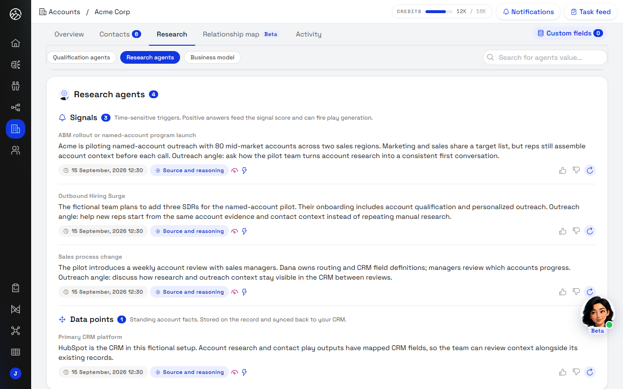 Fictional demo: Account research
